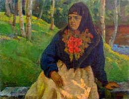 Woman, dressed in russian attire