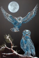 Snowy Owls Under A Blue Moon