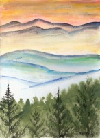Blue Ridge watercolor landscape art