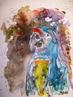 Macaw Parrot Yupo Painting