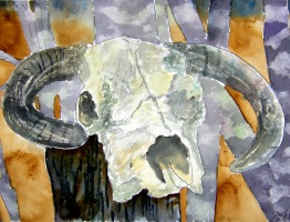 cow skull cowboy art