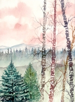birch tree landscape painting
