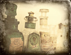 Title: Faded Vintage Perfume Bottles