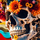Title: Skull with Flowers