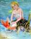 Title: blond mermaid and cat