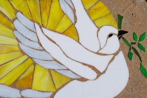 Stain Glass Peace Dove On Stone