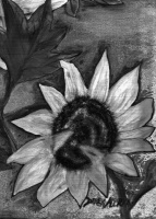 Black and White Oil Sunflower art