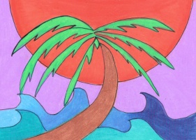 Orange Sun in Lavendar Sky