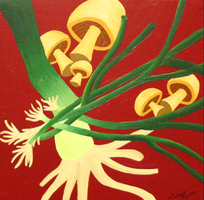 Green onions and mushrooms