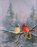 WINTER CARDINALS by SHARON SHARPE 