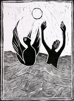 Bird and Man in the Sea